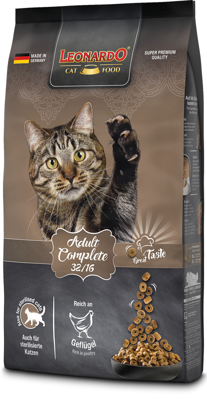 LEONARDO ADULT COMPLETE 32/16 Classic line Ξηρά τροφή για ενήλικες γάτες από 1 έτους, με κανονική ή και χαμηλή δραστηριότητα, με πουλερικά και ψάρι 7,5kg